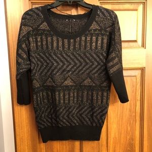 Black/Gold Sweater with 3/4 Sleeves